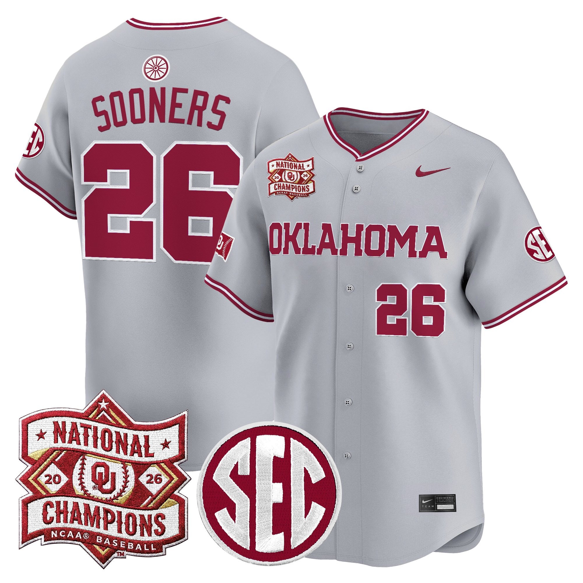 Men's Oklahoma Sooners 2026 National Champions Patch Vapor Premier Limited Jersey - All Stitched