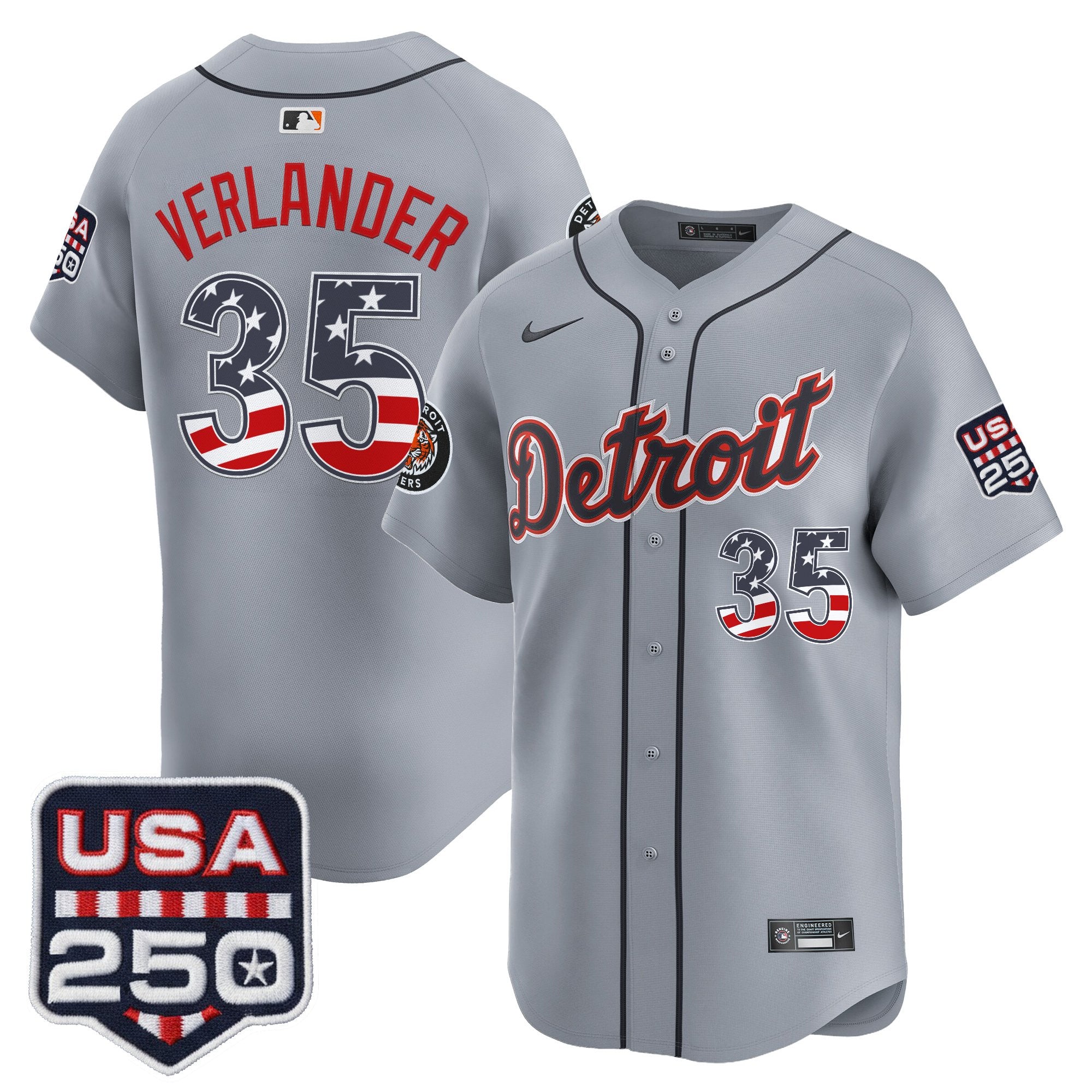 Men's Detroit Tigers USA 250 Fourth of July Vapor Premier Limited Jersey - All Stitched