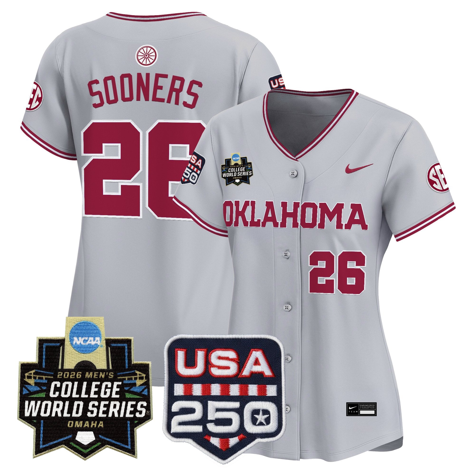 Women's Oklahoma Sooners 2026 World Series Vapor Premier Limited Jersey - 250 America Patch - All Stitched