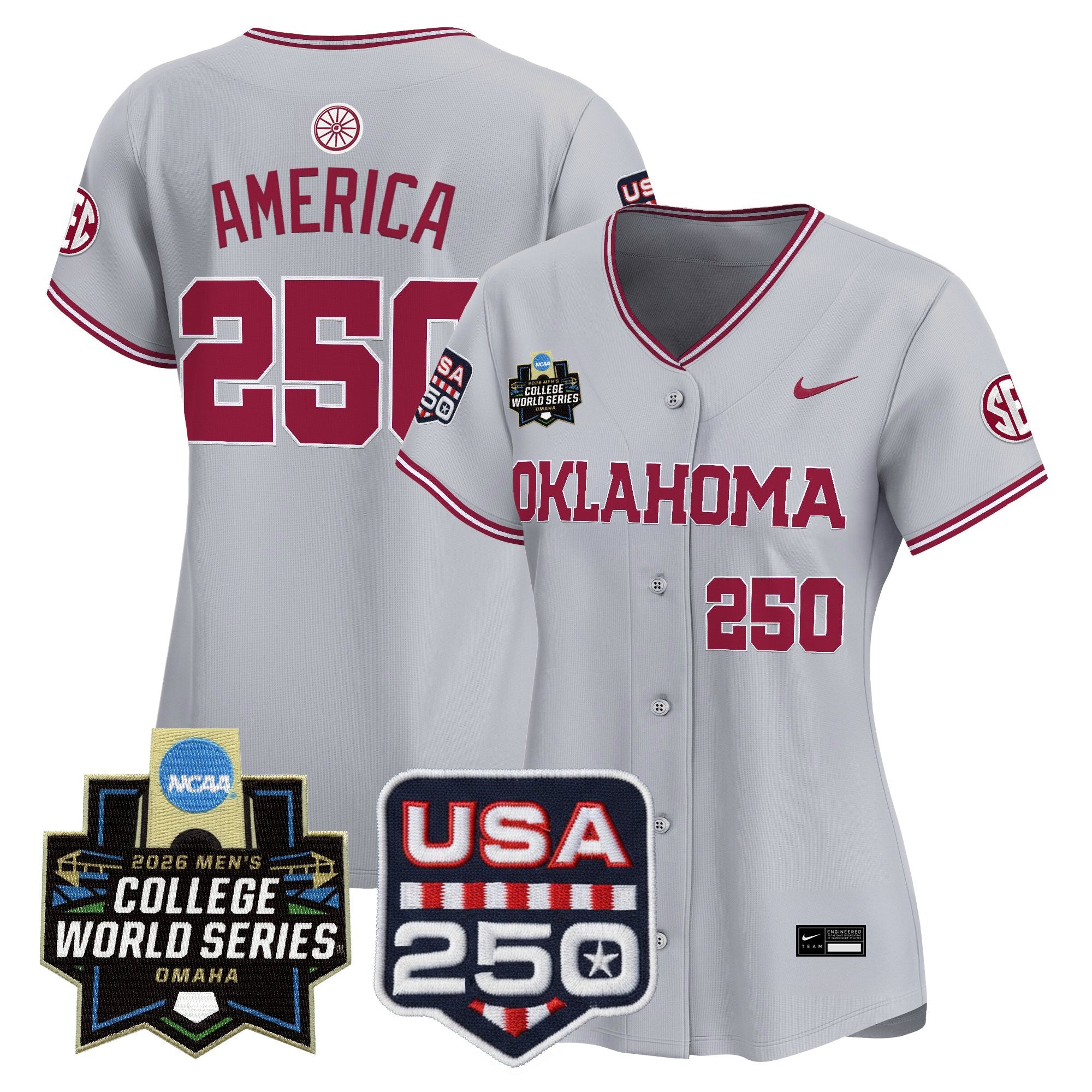 Women's Oklahoma Sooners 2026 World Series Vapor Premier Limited Jersey - 250 America Patch - All Stitched