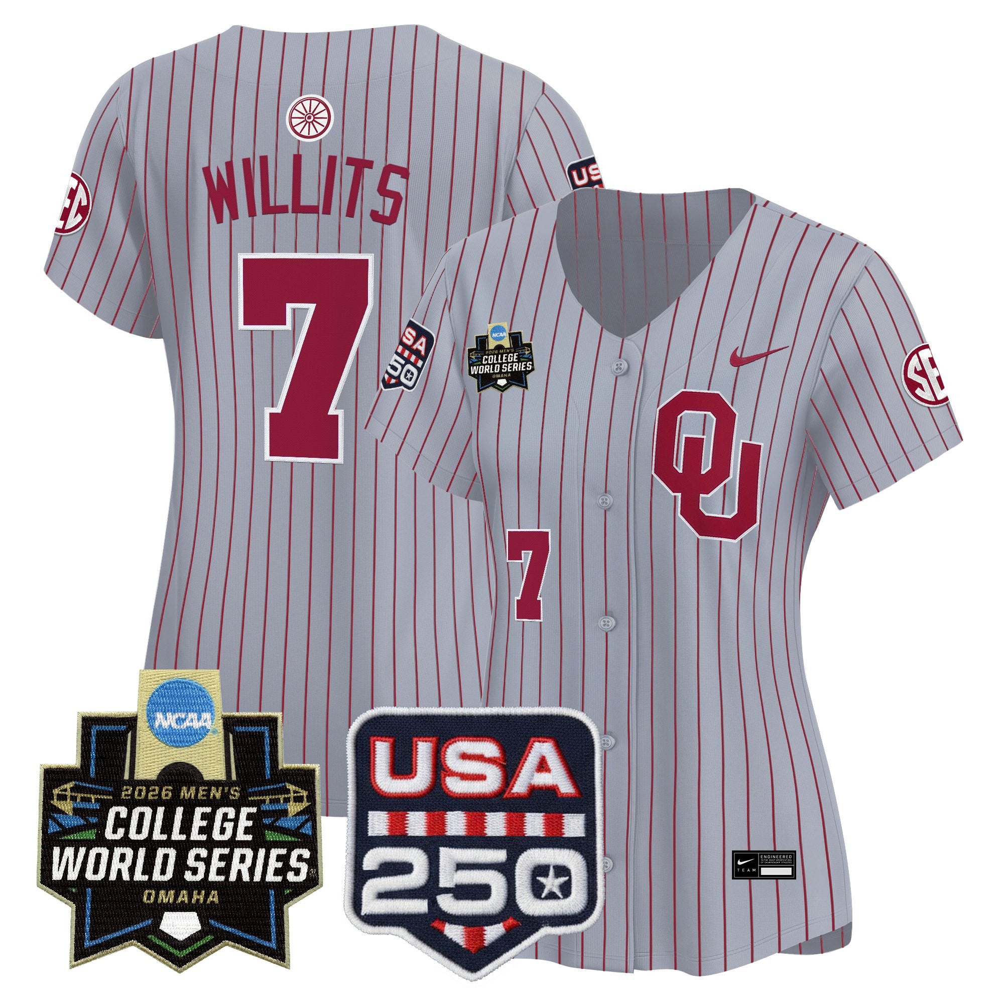 Women's Oklahoma Sooners 2026 World Series Vapor Premier Limited Jersey - 250 America Patch - All Stitched