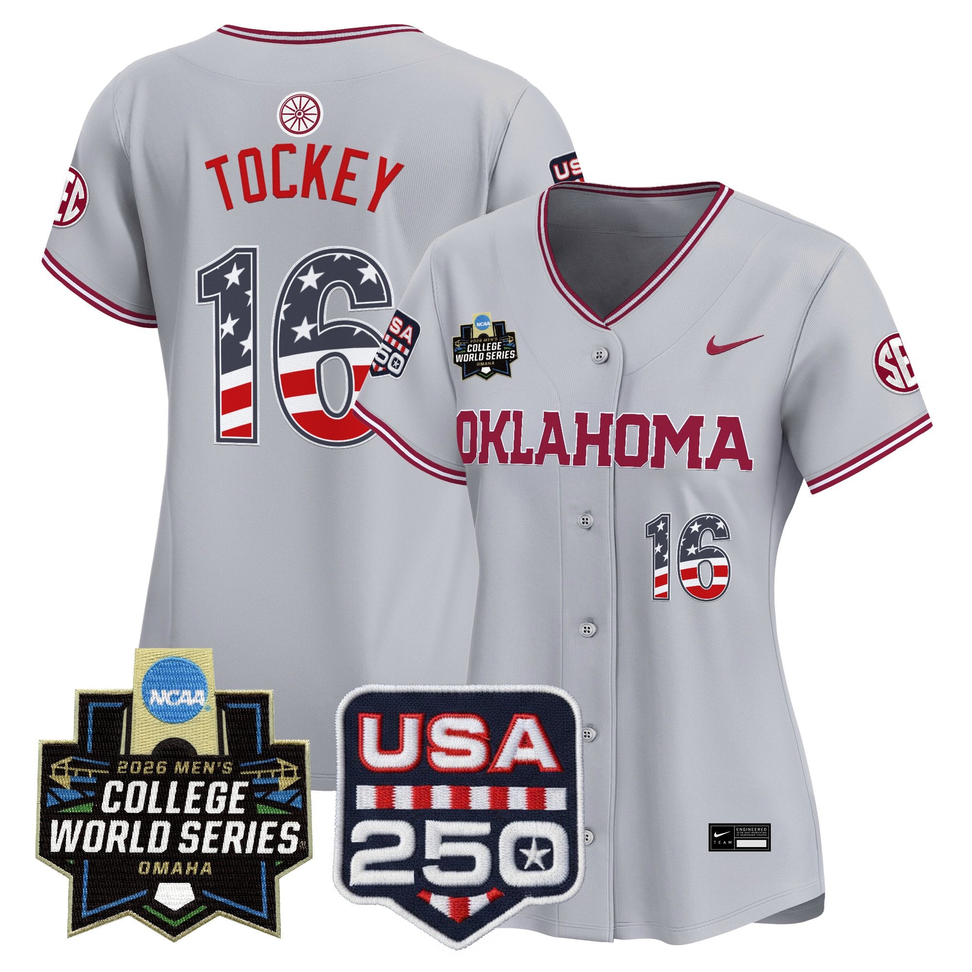 Women's Oklahoma Sooners USA 250 Fourth of July Vapor Premier Limited Jersey - 2026 World Series patch - All Stitched