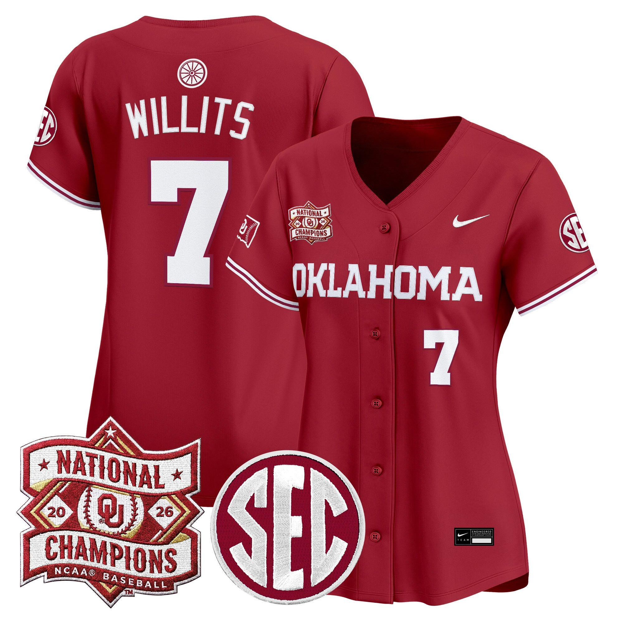 Women's Oklahoma Sooners 2026 National Champions Patch Vapor Premier Limited Jersey - All Stitched