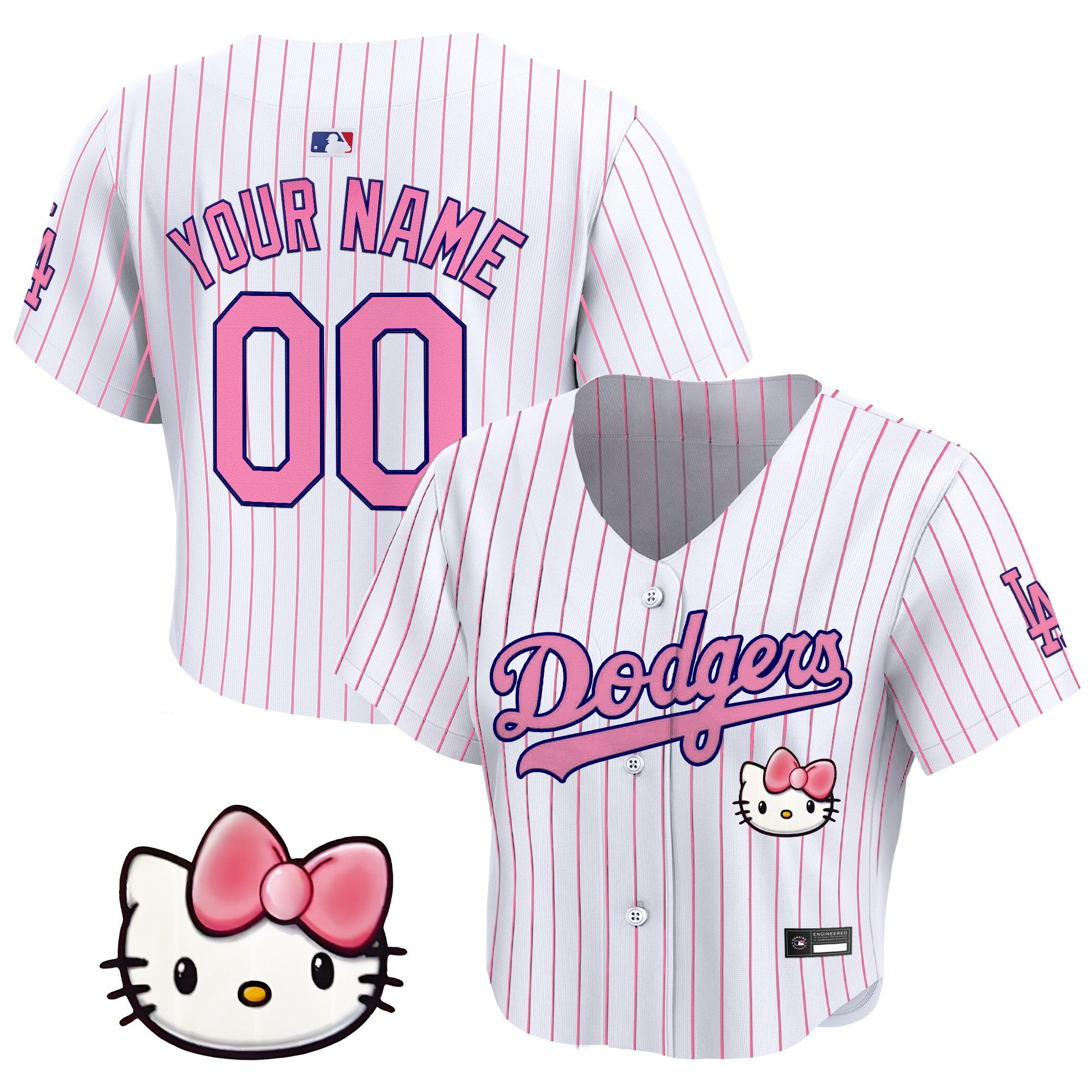 Women's Los Angeles Dodgers x Sanrio Friends Crop Top Baseball Custom Jersey - All Stitched
