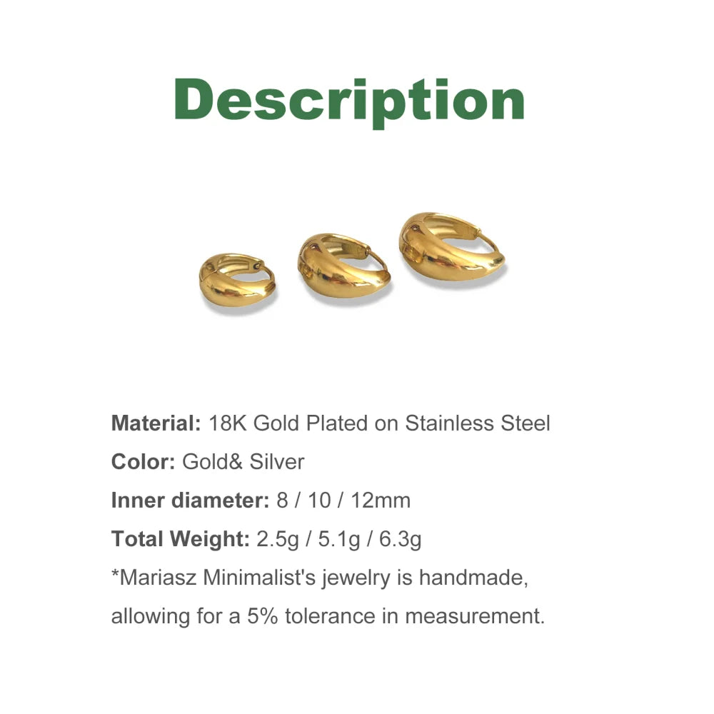 1/3 Pairs Stainless Steel Minimalist Huggie Hoop Earrings For Women Gold Color Tiny Trendy 6/10/12mm Unisex Korean Earring